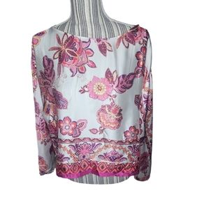 Zara women's white/pink/purple 3/4 sleeves 100% polyester size L